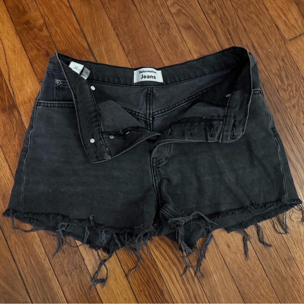 Reformation Charlie High Rise Black Jean Shorts